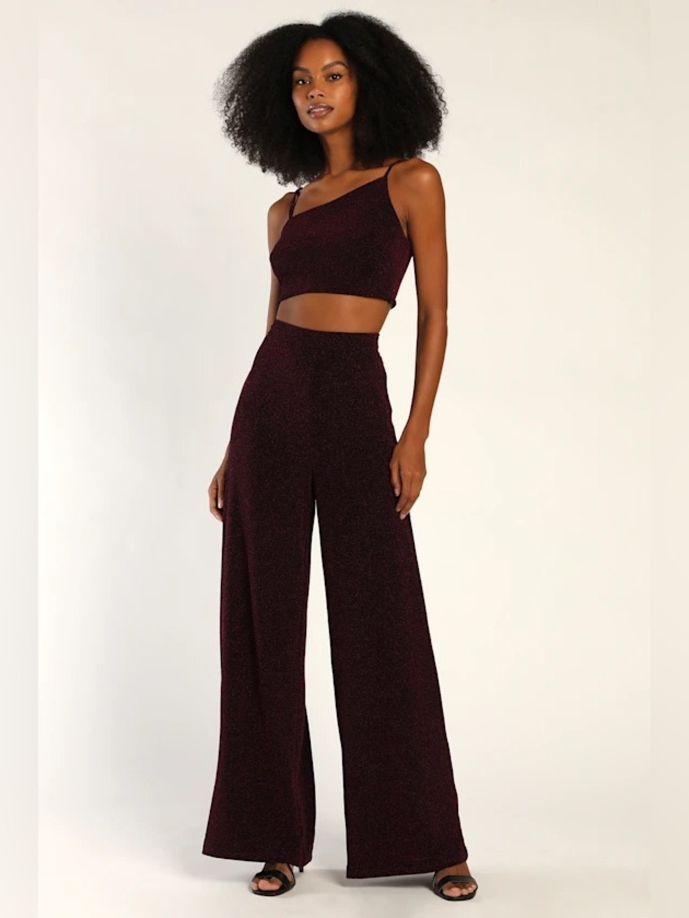 Lulus Small Purple Black Sparkle 2-piece Jumpsuot
